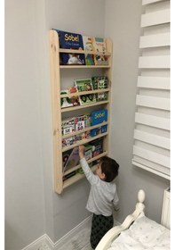 Resim Karaköse-Ahşap Montessori Kitaplık Ahşap Çocuk Odası Eğitici Kitaplık Duvar Rafı (397860062) 