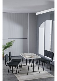 Resim Elfin 70x110 Efes Yemek Masası, Yemek Masası Takımı, 2 Sandalye 1 Bench - Antrasit Antrasit 