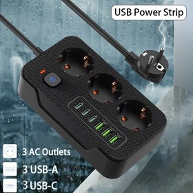 Resim 2025 En Son Çok Fonksiyonlu Akım Korumalı Priz/Akım Çıkışı, 3 AC Çıkışlı + 3 USB-A + 3 Type-C'li 1 Akım Korumalı Priz, Toplam Anahtarlı, 2 Metre Uzunluğunda Akım Uzatma Kablosu ile Birlikte Gelir, Ev, Ofis, Mutfak, Garaj, Dış Mekan Aktiviteleri Vb. Gibi Çeşitli Senaryolar İçin Uygundur, Daha Rahat ve Hızlı Bir Yaşam Tarzı Sunar, USB Akım Korumalı Priz, Akım Korumalı Priz USB, USB Şarj Aleti, Uzatma Prizi, Çoklu Fiş, Uzatma Kablosu, Priz Uzatıcı, Elektrik Uzatma, Çıkışlı Priz Uzatıcı 