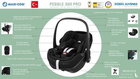 Resim Maxi-Cosi Pebble 360 Pro SlideTech Tam Yatabilen 0-13 Kg Ana Kucağı ve Oto Koltuğu Twillic Black 