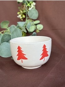 Resim Yeni Yıl Temalı Dekorlu Kase Çerezlik Meggdecor Kırmızı Çam 