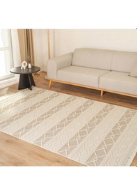 Resim Kaşmir Halı 7/24 İskandinav Larus Beige 160x230 CM Salon Mutfak Halısı Yolluk Kilim 