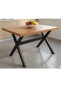 Resim Suntalam X Metal Ayak Bahçe Mobilyası Masa 70x110cm Ceviz 