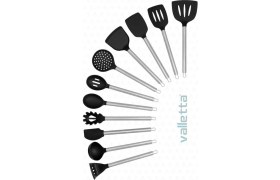 Resim Valletta Noda 11 Parça Silikon Uçlu Spatula Mutfak Seti - Siyah 