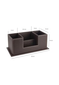 Resim Masaüstü Deri Organizer Kalemlik 4 Gözlü Desktop Organizer Rainbow Vegan 10x12x25 Cm. Kahverengi 
