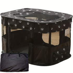 Resim 1 adet Katlanabilir Kedi Kafesi Taşınabilir Kedi Çiti Kedi Çadırı Kedi Doğum Odası Taşıma Sapı ile Açık Hava Malzemeleri için 