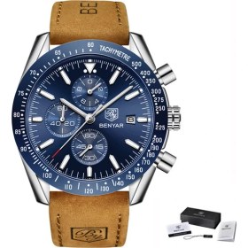 Resim Hanyang Kahverengi Gümüş Mavi B Benyar 2021 Yeni Erkek Izle Iş Tam Çelik Kuvars Üst Marka Lüks Rahat Su Geçirmez Spor Erkek Kol Saati Relogio Masculino (Yurt Dışından) 