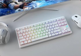 Resim Ajazz AK870 Plus 3 Modlu Kontur Tasarım Mekanik Oyun Klavyesi Avokado Switch - Beyaz Desenli 