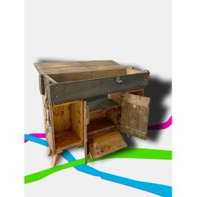 Resim Kut Tasarım Ahşap Askeri Sandık Tv Ünitesi Mühimmat Sandığı Masif Dolaplı Kapaklı 