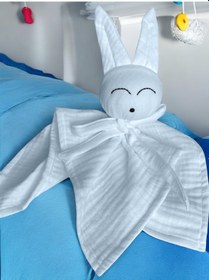 Resim Müslin Bebek Uyku Arkadaşı 4 Katlı Tavşan Organik Mavi 