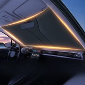 Resim Fit Siyah PVC Araba Güneşlik - Kalın, Yükseltilmiş Güneş Engelleyici Perde ile Isı Yalıtım Filmi, Modern Araçlar için Şık Tasarım, Araba için Güneş Kalkanı 