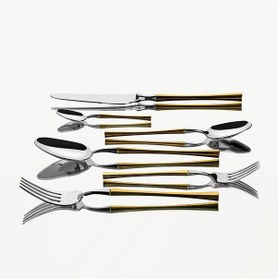 Resim Nehir Marbella Altın Sade 6 Kişilik 36 Parça Çatal Kaşık Bıçak Takımı 