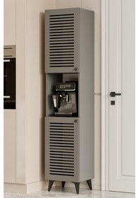 Resim Sümer Çok Amaçlı Dolap - Kahve Köşesi - Kiler Dolabı - Banyo Dolabı - Ayakkabılık - Mutfak Dolabı Gri 
