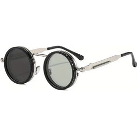 Resim Dashanshop Gümüş Renk Nd Filtreli Buhar Punk Döner Lensli Alaşım Çerçeve Gözlük Altın 