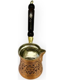 Resim Paşa İşlemeli 3 Kişilik Skoçlu Bakır Cezve 