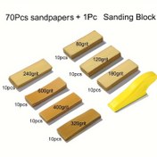 Resim 71 Parça Mikro İnce Zımpara Seti, 8.89 cm x 2.54 cm Mini El Zımparalama Bloğu, Çeşitli Kaba ve İnce Taneler 80, 120, 180, 240, 320, 400, 600, 10 Adet Kanca Zımpara Şeridi, Ahşap El Sanatları, Küçük DIY El Sanatları Projeleri ve Küçük Alanlar İçin Parmak Zımparalama Araçları İçin Uygun 