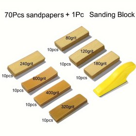 Resim 71 Parça Mikro İnce Zımpara Seti, 8.89 cm x 2.54 cm Mini El Zımparalama Bloğu, Çeşitli Kaba ve İnce Taneler 80, 120, 180, 240, 320, 400, 600, 10 Adet Kanca Zımpara Şeridi, Ahşap El Sanatları, Küçük DIY El Sanatları Projeleri ve Küçük Alanlar İçin Parmak Zımparalama Araçları İçin Uygun 