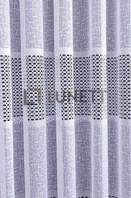 Resim Beyaz Şeritli Aplik Örme Sık Pileli 1X3 Tül Perde, 220 x 250 