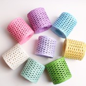 Resim [50 adet Çok Renkli Kağıt Raffia Bandı] Çok Renkli Paket Düğün ve Nişan Dekoratif Kağıt Raffia Bandı, DIY Şapka Örgüsü için El Sanatları Örgü Şeritleri, Düğünler ve Nişanlar için Parti Malzemeleri ile 