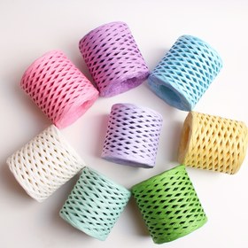 Resim [50 adet Çok Renkli Kağıt Raffia Bandı] Çok Renkli Paket Düğün ve Nişan Dekoratif Kağıt Raffia Bandı, DIY Şapka Örgüsü için El Sanatları Örgü Şeritleri, Düğünler ve Nişanlar için Parti Malzemeleri ile 