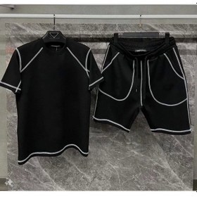Resim Unisex Karoyaka Dikişli Şortlu Takım - Siyah 
