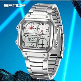 Resim Oldfriend Sanda Erkek Spor Saati Su Geçirmez 50m Kronograf Çelik Kordon Gümüş Beyaz Diğer 