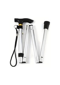 Resim Oldfriend Katlanır Hafif Yürüyüş Bastonu Silvery 4 Segmentli Kauçuk Uçlu Ayarlanabilir Trekking Sopası 