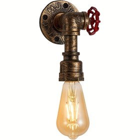 Resim Ofis Lambaları Retro Tarzı Endüstriyel Boru Duvar Lambası Ülke Steampunk Metal Lamba Valf Anahtarı Su Borusu Duvar Lambası Musluk Duvar Lambası Endüstriyel Rüzgar Çelik Sanat duvar lambası metal Işık ampulü olmadan 