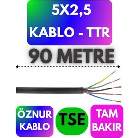 Resim Öznur 5x2,5 Ttr Kablo Siyah Metre Seçenekli - 90 Metre 