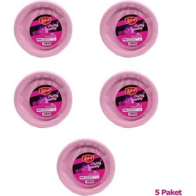 Resim Roll-up Kullan At Renkli Pembe Parti Davet Plastik Tabak - 22 Cm. - 25 Adetlik 5 Paket 