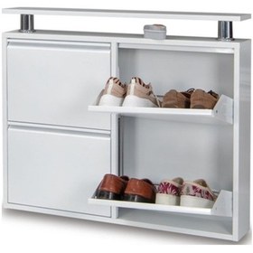 Resim Kaser Metal Beyaz Ayakkabılık 2+2 