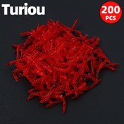 Resim Turiou 200-Lü Kırmızı Solucan Yapay Balık Tutma Şekilleri, Bass, Alabalık, Pike, Panfish için PVC Yumuşak Balıklar, Kurşunsuz, Poşetlenmiş 