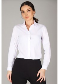 Resim Sweetness Kadın Beyaz Likralı Uzun Kol Klasik Gömlek Beyaz 
