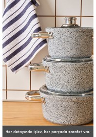 Resim Karaca Biogranit Nare 6 Parça Midi Tencere Seti Mavi 