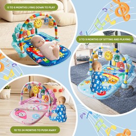 Resim Bebek Duyusal Aktivite Merkezi - 5 Çıkarılabilir Oyuncak & Ayarlanabilir Kemer - Etkileşimli Karın Zamanı Spor Salonu, Çok Renkli (Mavi/Yeşil/Pembe/Turuncu/Gri) - Motor Becerileri & Bilişsel Gelişim, 0-24 Ay için Öğrenme Hediyesi 