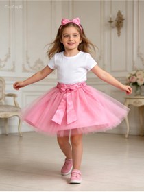Resim Lunas tekstil 23 Nisan Kız Çocuk Fiyonklu Hayal Tüllü Tütü Etek 
