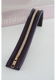 Resim Kadın 316 L Çelik Vip Seri Antialerjik Baget Zirkon Taşlı Su Yolu Bileklik Ölçüleri 17cm + 3 Cm Uzatma 6 Mm Taş Boyutu-5213 Altın 