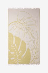 Resim Monstera Yaprağı Jakarlı Peştemal Sarı, Taşıma Çantalı 