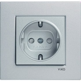 Resim Viko Novella Gümüş Çocuk Korumalı Çerçeveli Topraklı Priz 