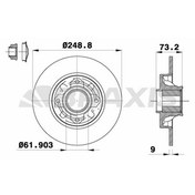 Resim ARKA FREN DISK AYNASI P308 SW P308 COUPE C4 (B7) / (TEK TEKER ICIN) / (DIAM:249 EP 9) / (HAVA SOGUTMASIZ) 