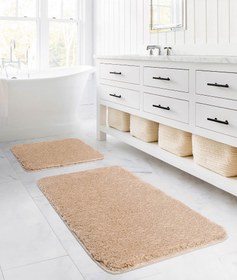 Resim Koza Home Segura Peluş Bej Kaydırmaz Taban 2'li Banyo Paspası 60 x 100 - 50 x 60 60 x 100 