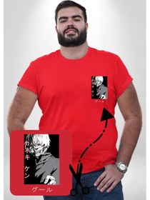 Resim Angemiel Kaneki Ken Kuma Japon Anime Şeytan Kırmızı Büyük Beden Kadın Basic Minimal Baskılı Tişört Kırmızı 
