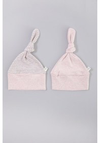 Resim Organicera Organik Yenidoğan Şapka, 2 Li Set , Rose Melange Pudra 