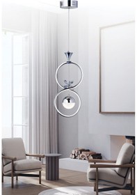 Resim Ey-El Tasarım Sonsuzluk Tekli Krom 3 Renk Ledli Sarkıt Avize Krom 