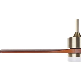 Resim Işıklı Tavan Vantilatörü – Uzaktan Kumandalı, Pirinç Renk, Ahşap Kanatlı, LED Aydınlatmalı 