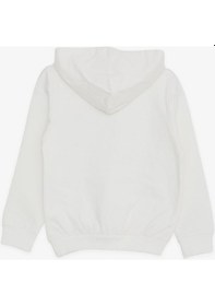Resim Breeze Kız Çocuk Sweatshirt Kanguru Cepli Yazı Baskılı Güpürlü 3-8 Yaş, Ekru-ekru Ekru 