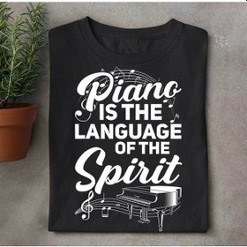 Resim Herşey Nota Piyano Çalmak Problem Çözer Unisex Tshirt 001 