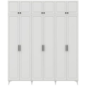 Resim Guneystore Milas 6 Kapaklı Komple Mdf Ayaklı Yüklüklü Gardırop 