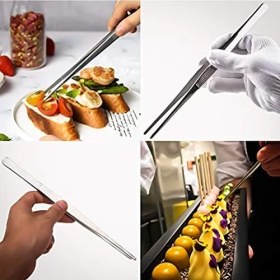Resim 304 Paslanmaz Çelik Mangal Cımbızı, Profesyonel Mutfak ve Uzun Saplı Gıda Cımbızı, Çok Fonksiyonlu, 30 cm 
