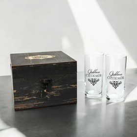 Resim Aloha - Ahşap Kutulu İkili Rakı Kadehi Seti 